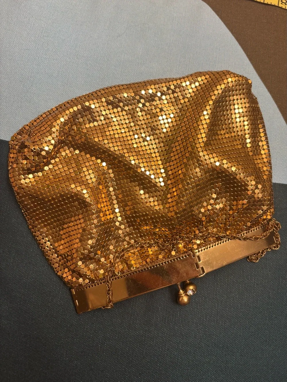 Vintage Gold Mesh Evening Clutch